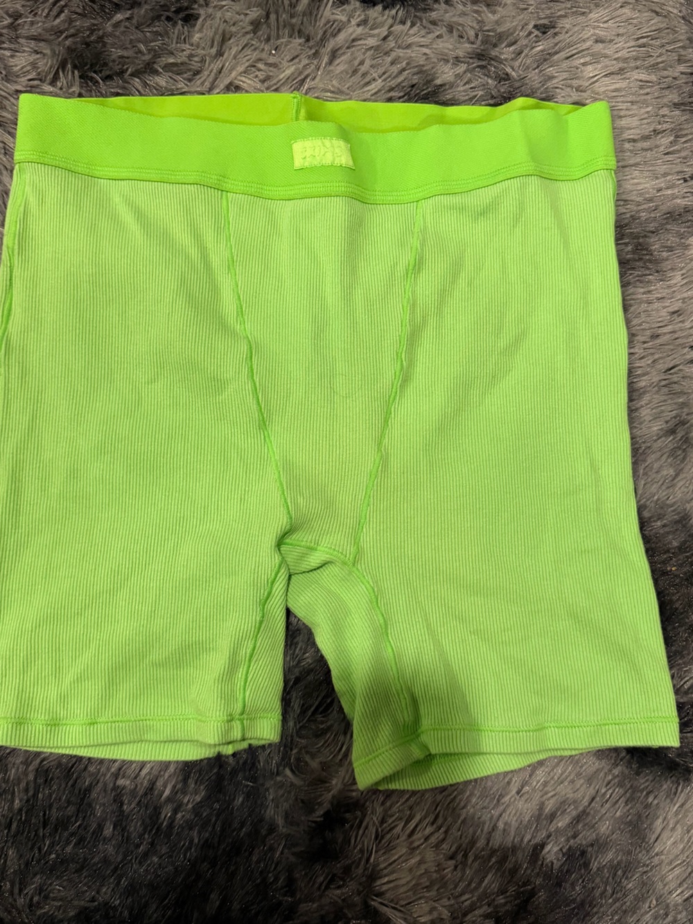 SKIMS Neon Green Ribbed Shorts
